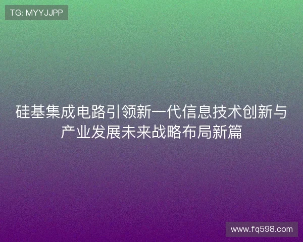 硅基集成电路引领新一代信息技术创新与产业发展未来战略布局新篇